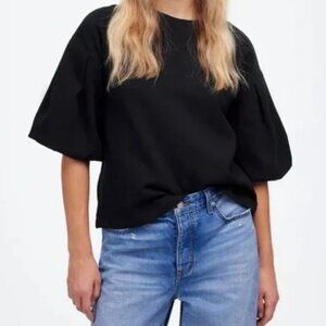 Madewell Black Puff Sleeve Sweatshirt